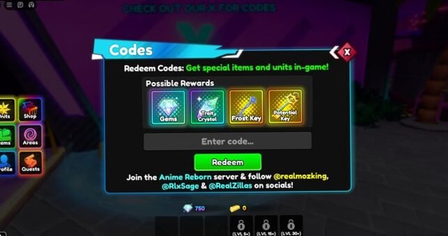 Cómo canjear códigos de Anime Reborn en Roblox 2