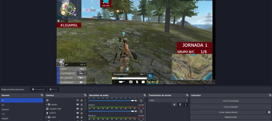 Configuración de OBS para torneo de Free Fire